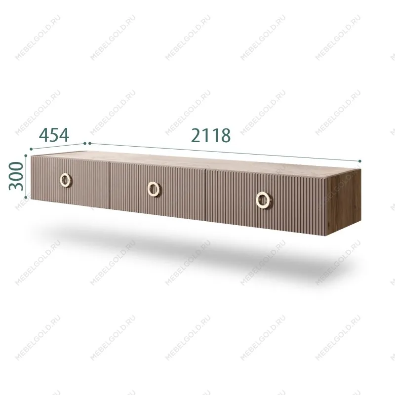 Тумба телевизионная 2.1м Bogemia Woodline Fly Fi (Мокка) (Novabuk/Золото) БМТ-2