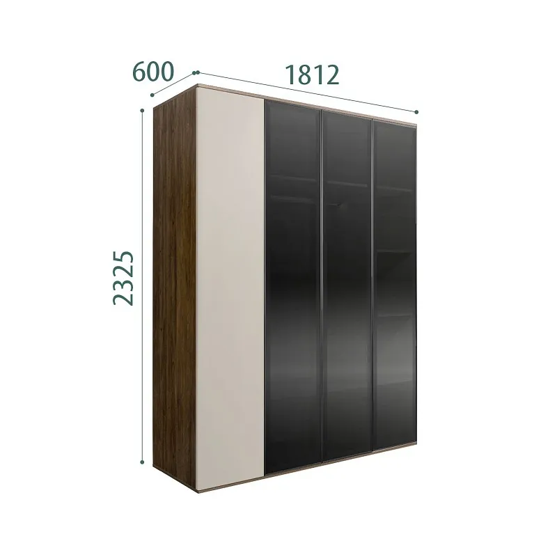 Шкаф 4-х дв. Bogemia Woodline Air (Шелк/Черный) БМШ2/4(3)
