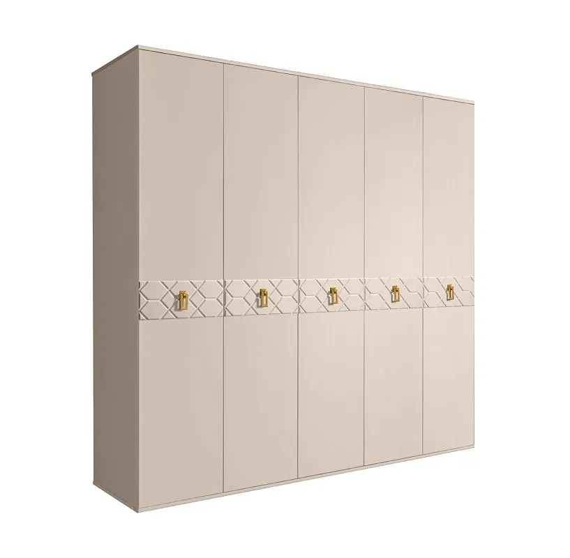 Шкаф 5-ти дв. Bogemia Farfalle (Ваниль/Золото) БМШ2/5(Fa)