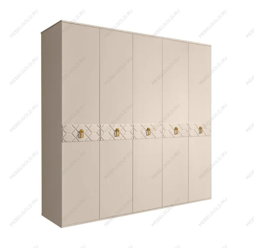 Шкаф 5-ти дв. Bogemia Farfalle (Ваниль/Золото) БМШ2/5(Fa)