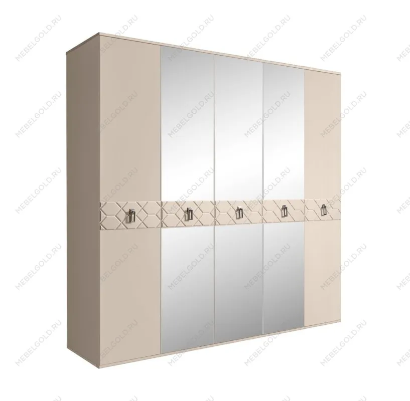 Шкаф 5-ти дв. с зеркалами Bogemia Farfalle (Ваниль/Хром) БМШ1/5(Fa)