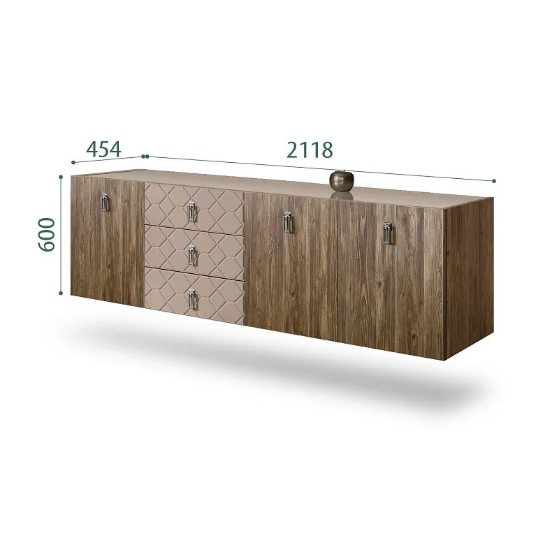 Комод 2.1м Bogemia Woodline Fly Wood Fa (Мокка) (Lakobel/Хром) БМКМ-5