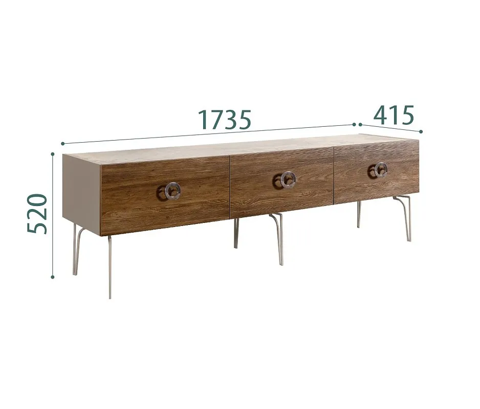 Тумба под телевизор 1.6м Bogemia Wood Fi (Ваниль) (Novabuk/Хром) БМТ-1(Wo)