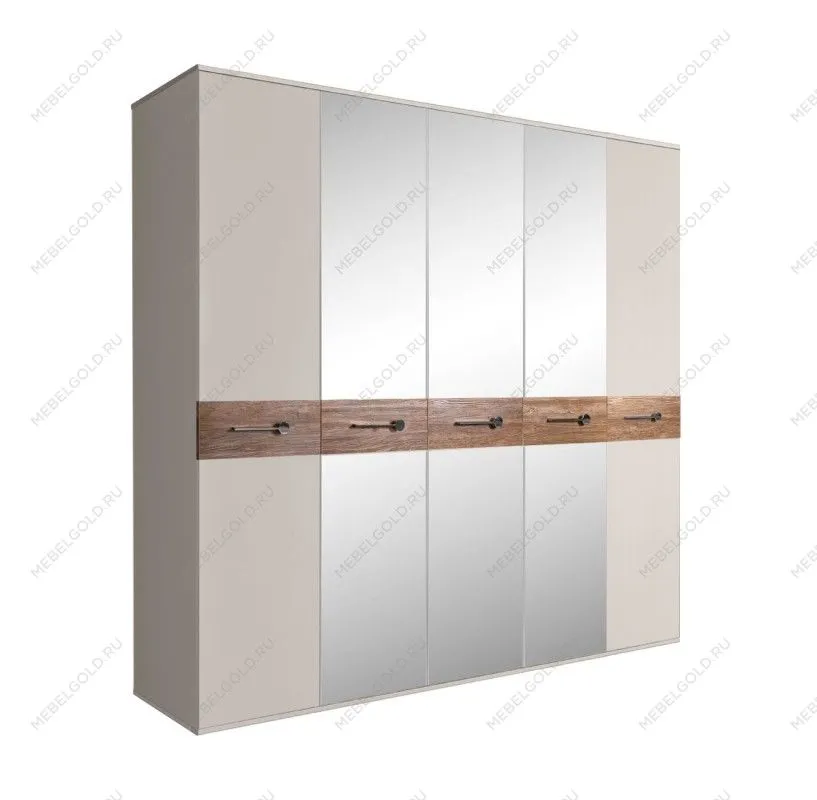 Шкаф 5-ти дв. с зеркалами Bogemia Wood Wo (Шелк/Хром) БМШ1/5(Wo)