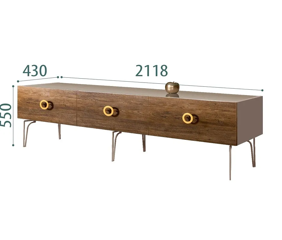 Тумба под телевизор 2.1м Bogemia Wood Fi (Мокка) (Lakobel/Золото) БМТ-2(Wo)