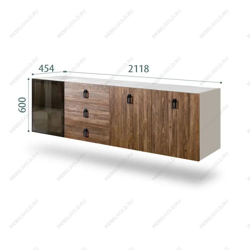 Комод 2.1м Bogemia Fly Wood Fa (Шелк) (Novabuk/Черный) БМКМ-5[4]