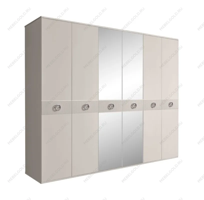 Шкаф 6-ти дв. с зеркалами Bogemia Fillini (Шелк/Хром) БМШ1/6(Fi)