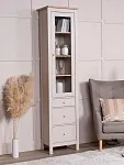 Шкаф с витриной Сага, 50х41х215 см, кашемир/ясень | изображение 3