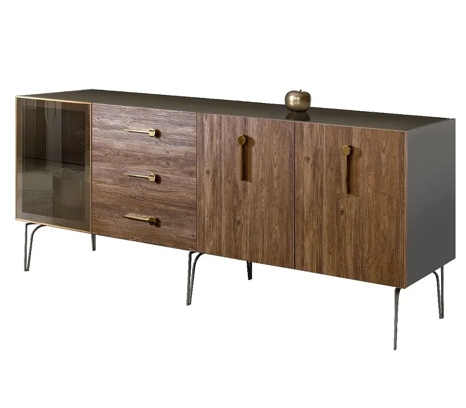 Комод 2.1м Bogemia Wood Wo (Серый) (Lakobel/Золото) БМКМ-5(Wo)[4]