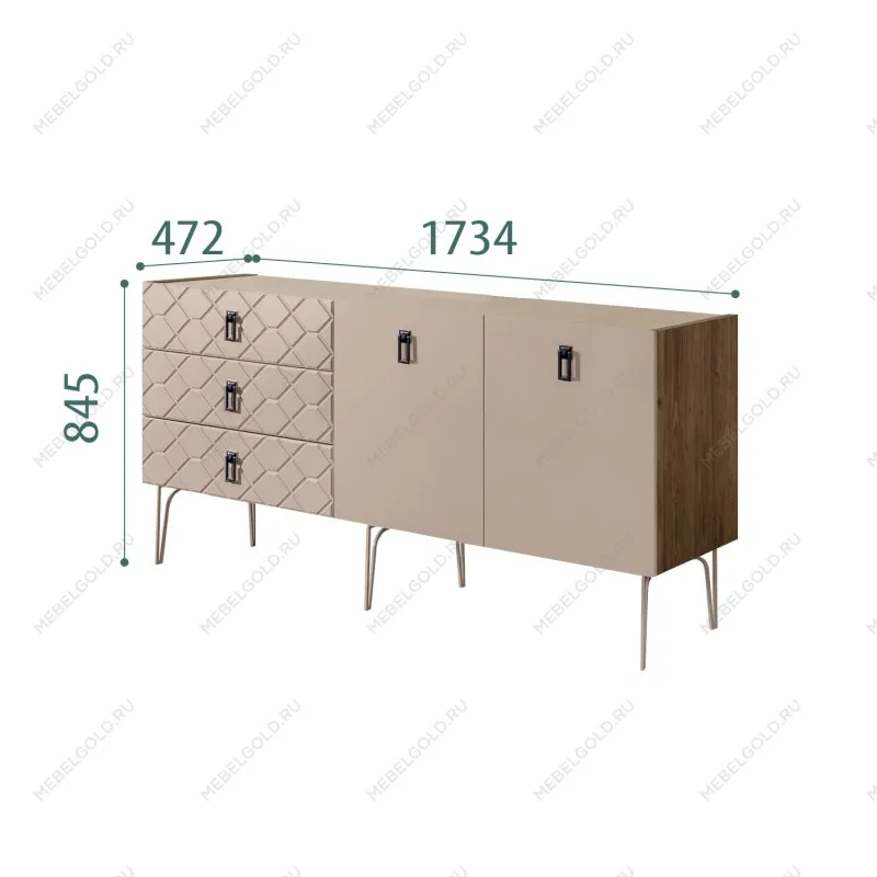 Комод 1.6м Bogemia Woodline Fa (Мокка) (Novabuk/Черный) БМКМ-4