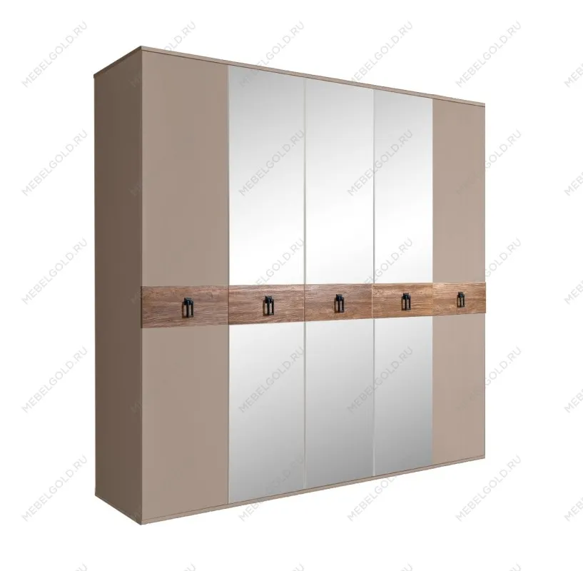 Шкаф 5-ти дв. с зеркалами Bogemia Wood Fa (Мокка/Черный) БМШ1/5(Wo)