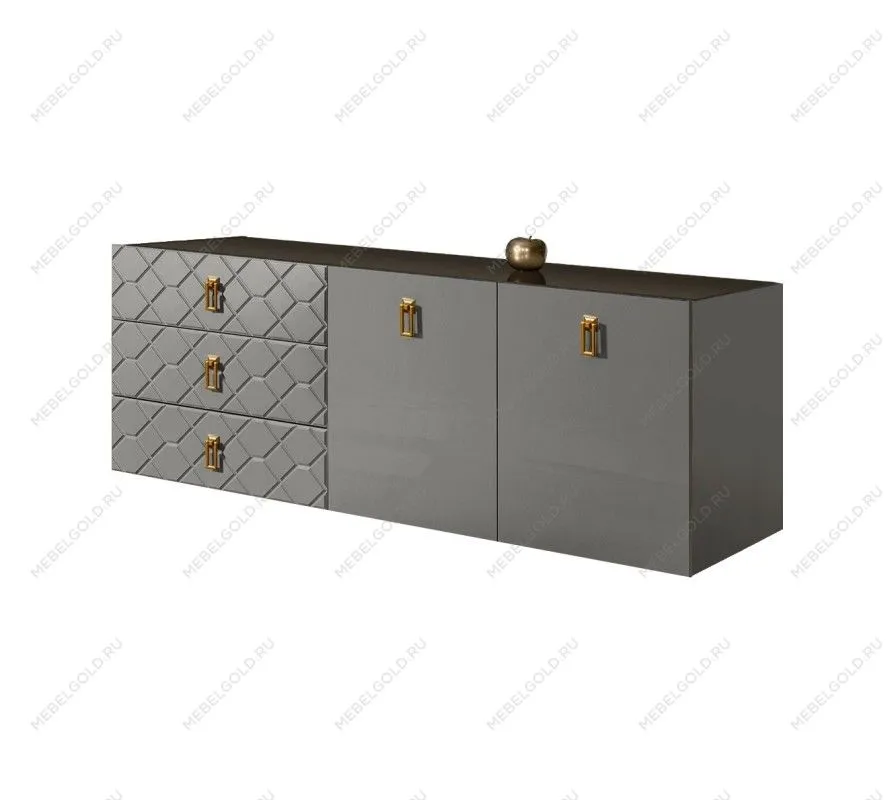 Комод 1.6м Bogemia Fly Farfalle (Серый) (Lakobel/Золото) БМКМ-4