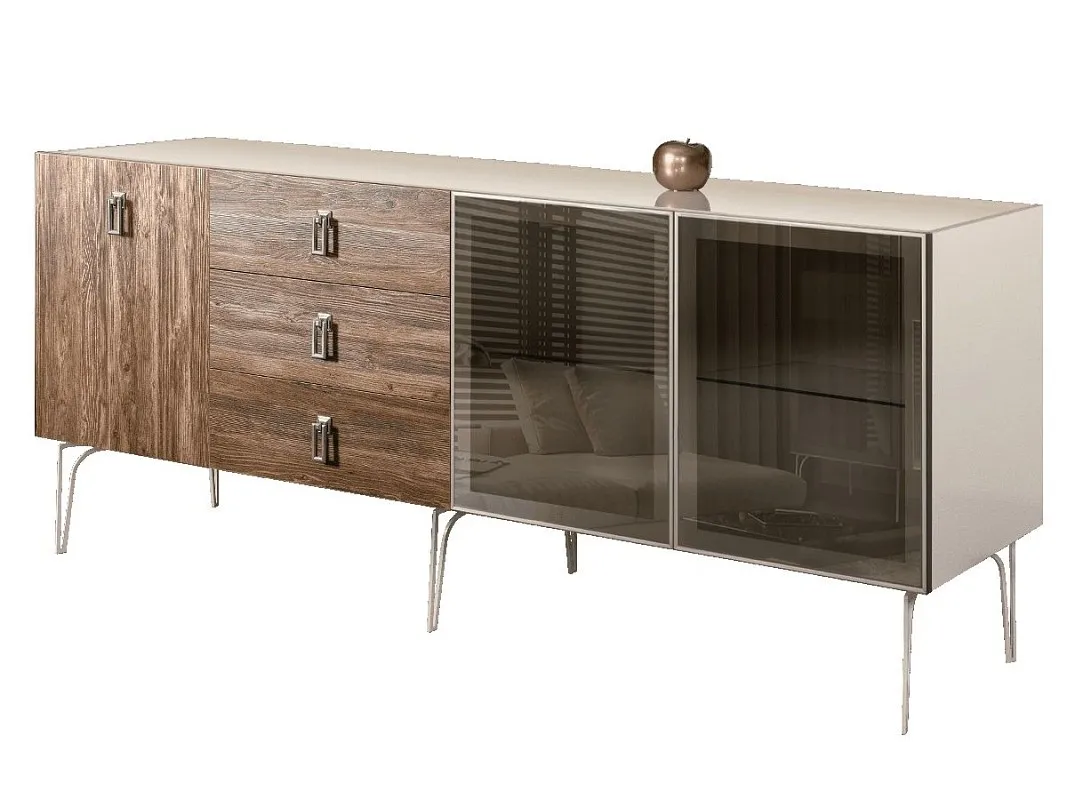 Комод 2.1м Bogemia Wood Fa (Слоновая кость) (Lakobel/Хром) БМКМ-5(Wo)[5][10]