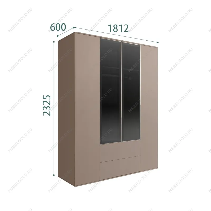 Шкаф 4-х дв. с ящиками Bogemia Air (Мокка/Серебро) БМШ2/42(2)