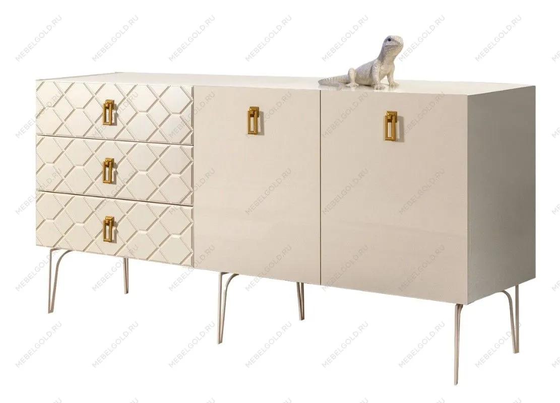 Комод 1.6м Bogemia Farfalle (Слоновая кость) (Lakobel/Золото) БМКМ-4(Fa)