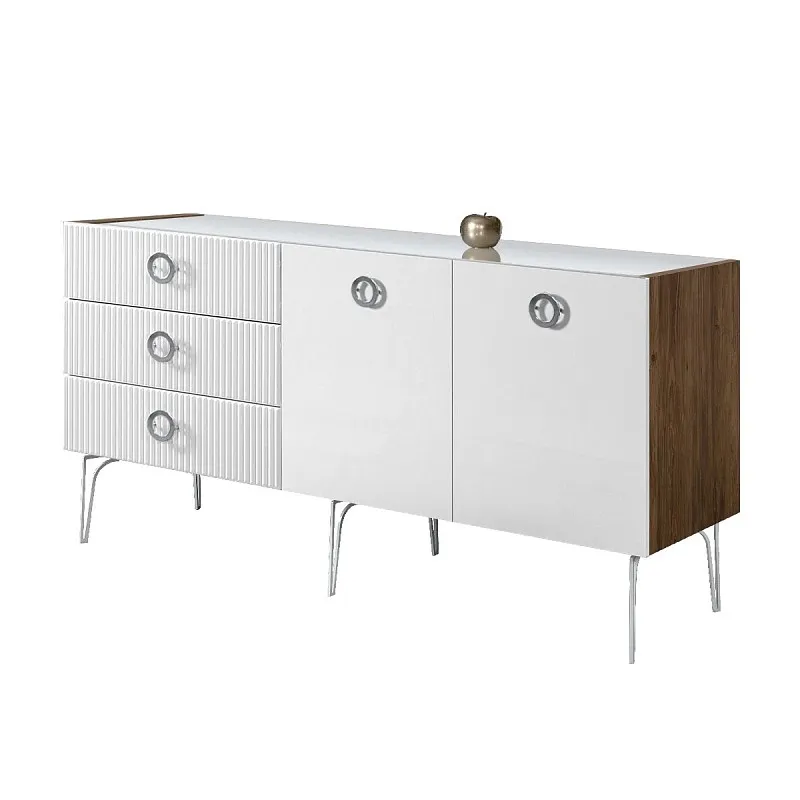 Комод 1.6м Bogemia Woodline Fi (Белый) (Lakobel/Хром) БМКМ-4