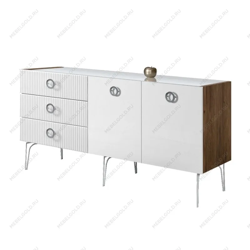 Комод 1.6м Bogemia Woodline Fi (Белый) (Lakobel/Хром) БМКМ-4