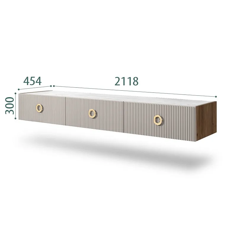 Тумба телевизионная 2.1м Bogemia Woodline Fly Fi (Шелк) (Novabuk/Золото) БМТ-2