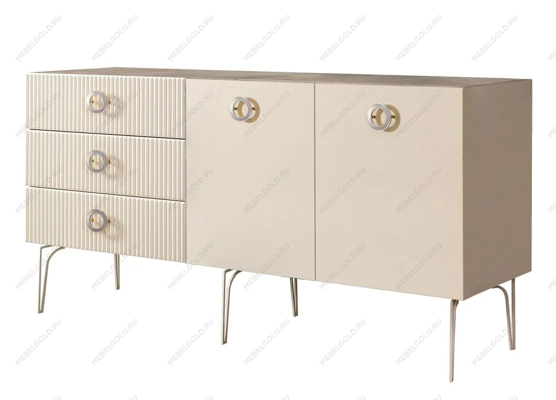 Комод 1.6м Bogemia Fillini (Слоновая кость) (Novabuk/Хром) БМКМ-4(Fi)