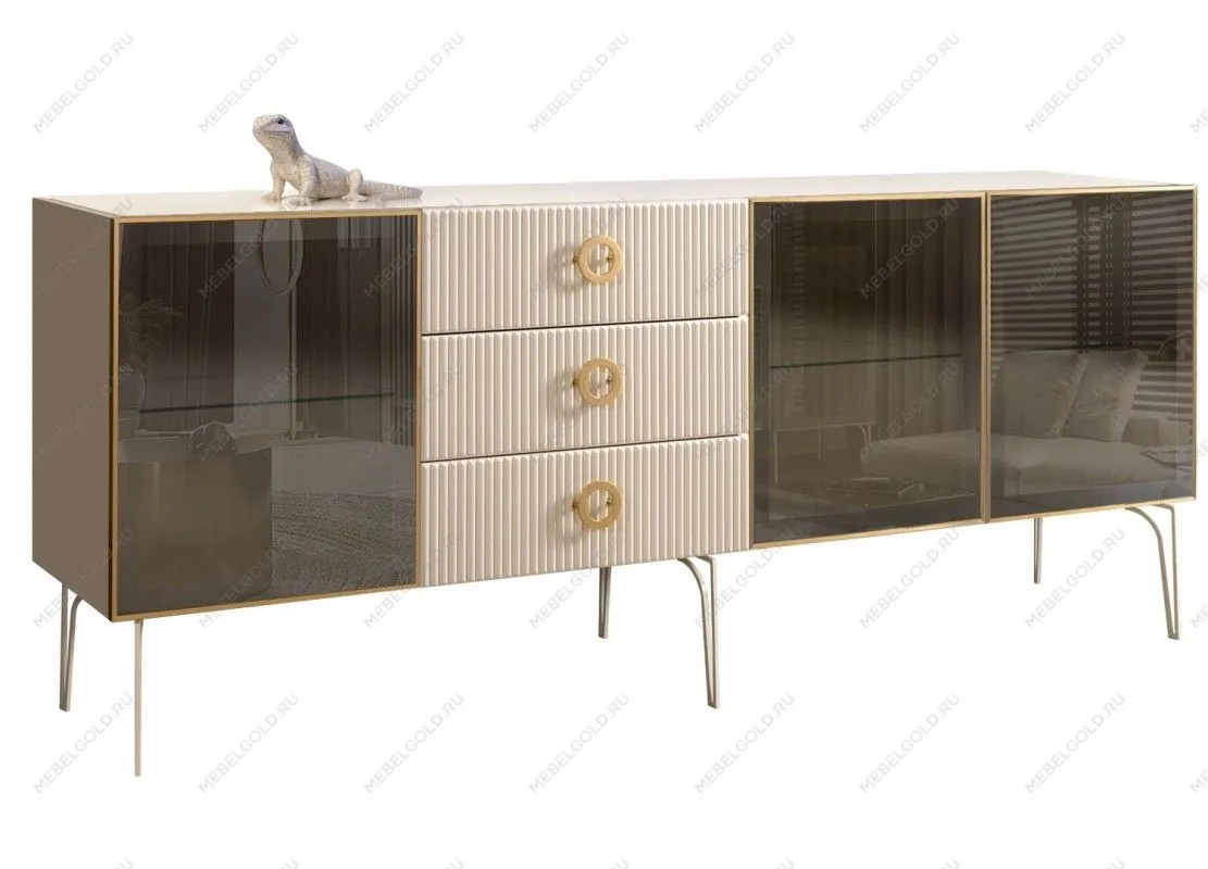 Комод 2.1м Bogemia Fillini (Слоновая кость) (Lakobel/Золото) БМКМ-5(Fi)[5]