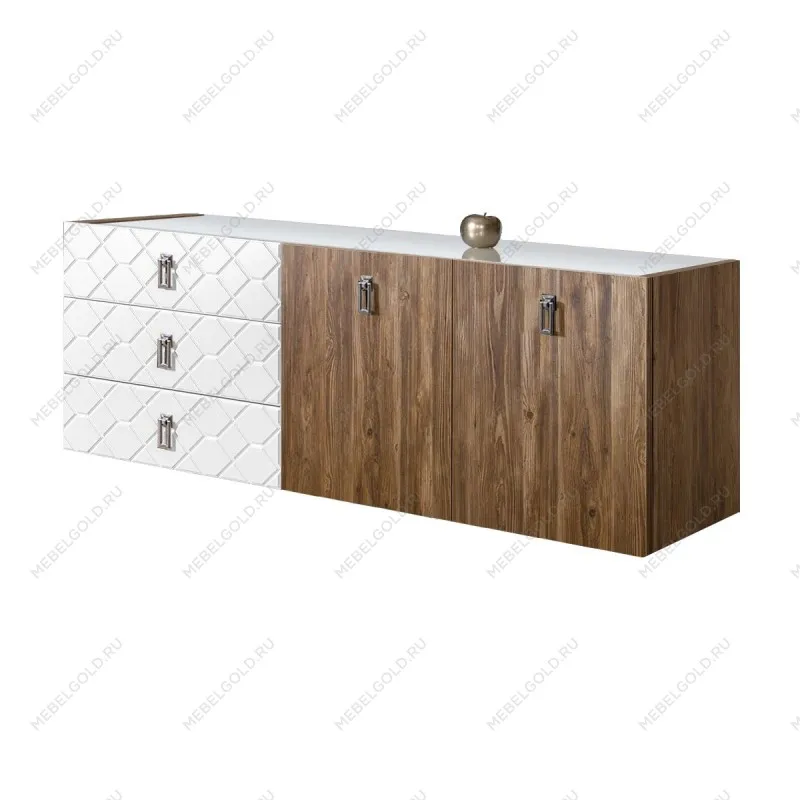 Комод 1.6м Bogemia Woodline Fly Wood Fa (Белый) (Lakobel/Хром) БМКМ-4