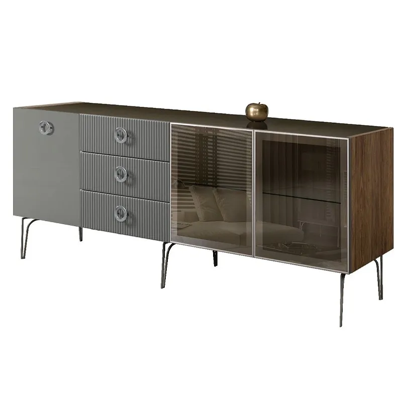 Комод 2.1м Bogemia Woodline Fi (Серый) (Lakobel/Хром) БМКМ-5[5][10]