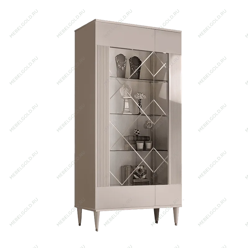 Витрина 2-ств. Римини СОЛО (Бежевый/Серебро) (Левая) РМВ2-2С(s)