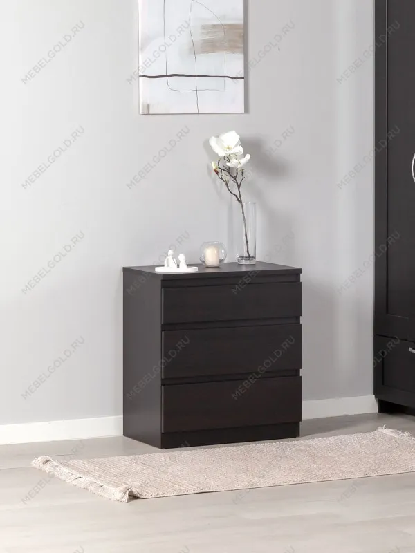 Комод Кастор, 3 ящика, 65х40х71 см, черный, дуб венге | изображение 4