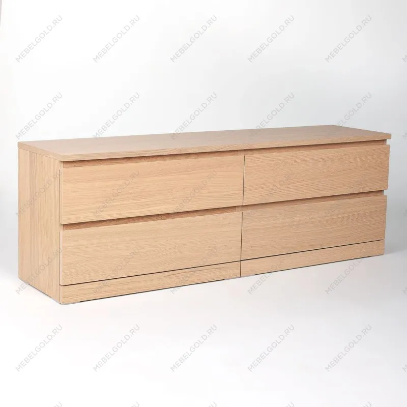 МАЛЬМ / VARMA Комод ИКЕА / IKEA 4D, 160x54x40, шпон, беленый дуб | изображение 1