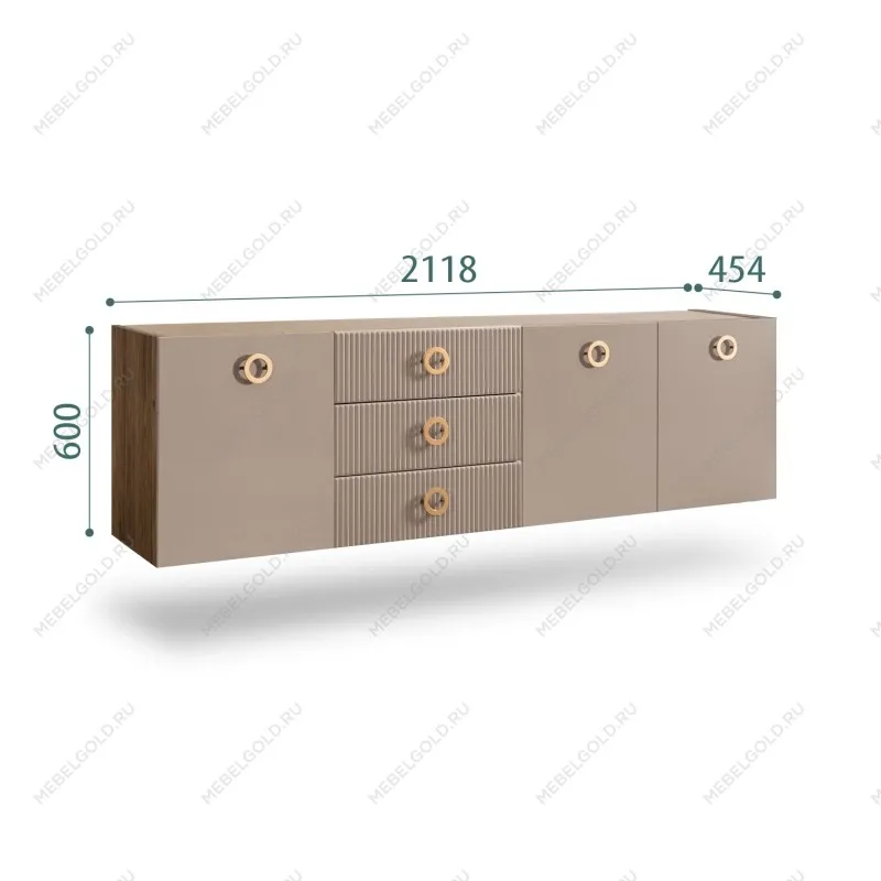 Комод 2.1м Bogemia Woodline Fly Fi (Мокка) (Novabuk/Золото) БМКМ-5