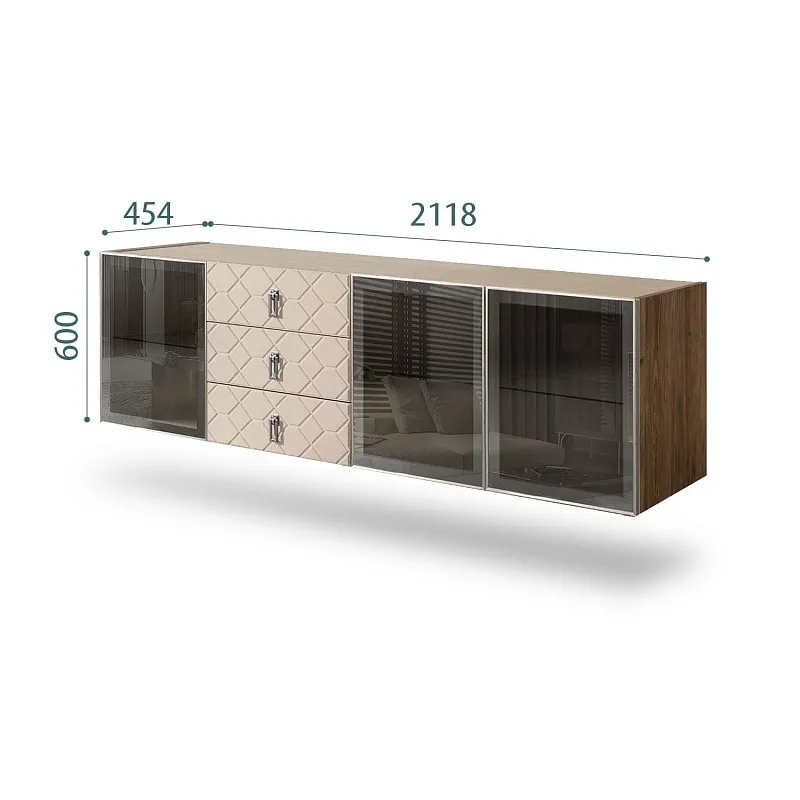 Комод 2.1м Bogemia Woodline Fly Fa (Ваниль) (Novabuk/Хром) БМКМ-5[5]