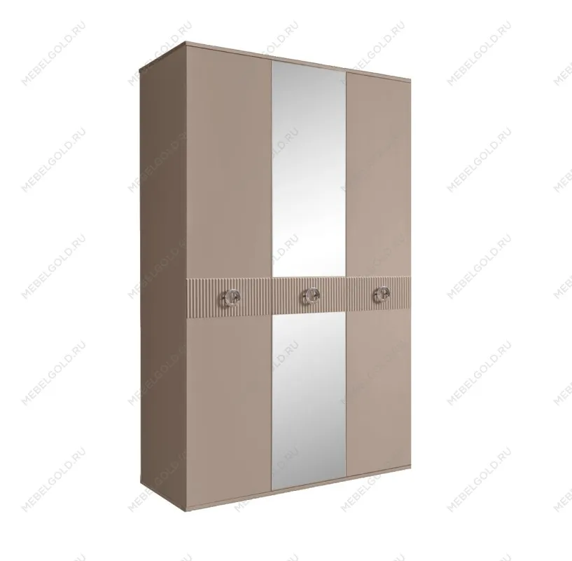 Шкаф 3-х дверный с зеркалом Bogemia Fillini (Мокка/Хром) БМШ1/3(Fi)