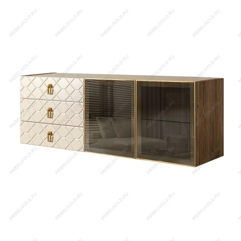 Комод 1.6м Bogemia Woodline Fly Fa (Слоновая кость) (Novabuk/Золото) БМКМ-4[5]