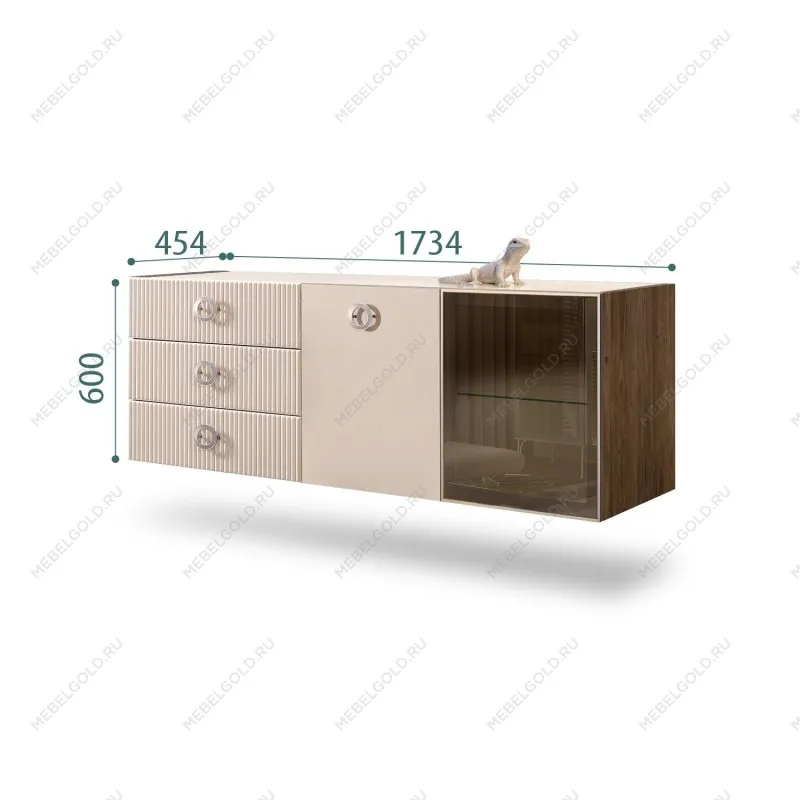 Комод 1.6м Bogemia Woodline Fly Fi (Ваниль) (Lakobel/Хром) БМКМ-4[5][10]