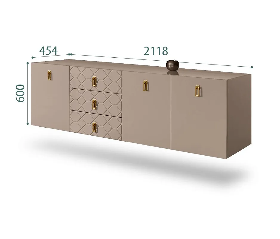 Комод 2.1м Bogemia Fly Farfalle (Мокка) (Lakobel/Золото) БМКМ-5
