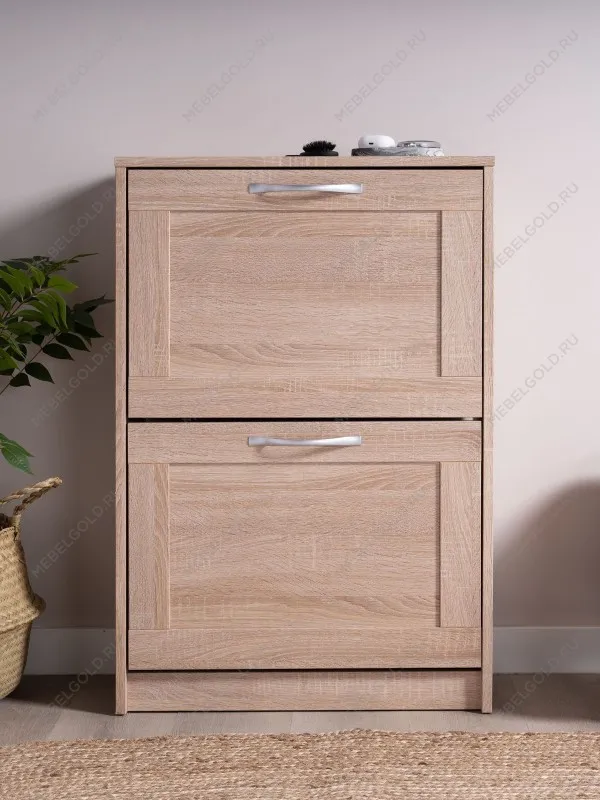 Обувница Сириусс 2 откидными ящиками, 60 х 25 х 89 см, ЛДСП, дуб сонома | изображение 2