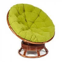 Кресло-качалка Papasan с подушкой Орех, флок олива
