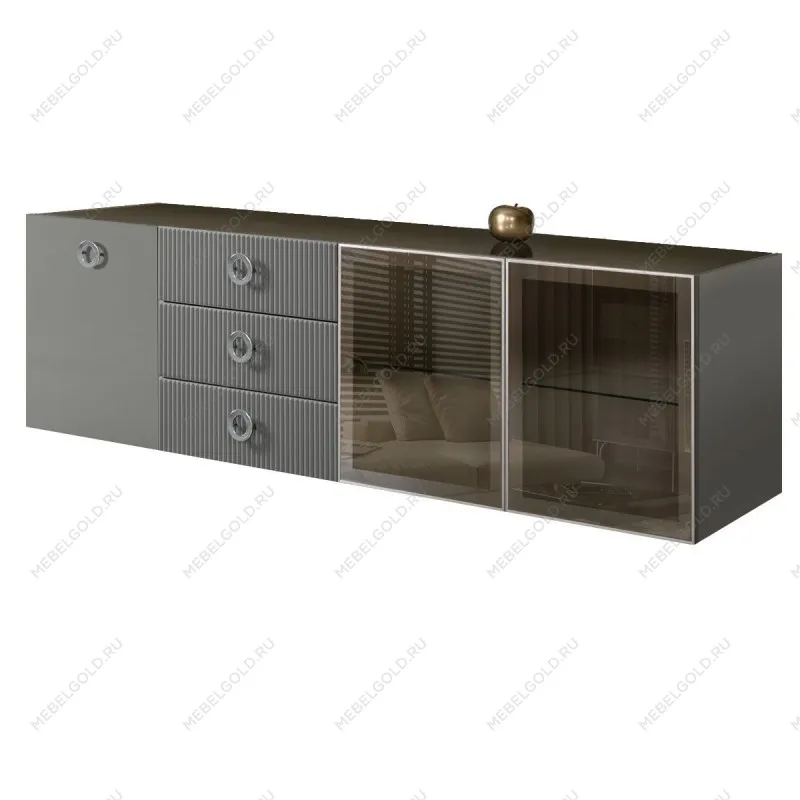 Комод 2.1м Bogemia Woodline Fly Fi (Серый) (Lakobel/Хром) БМКМ-5[5][10]