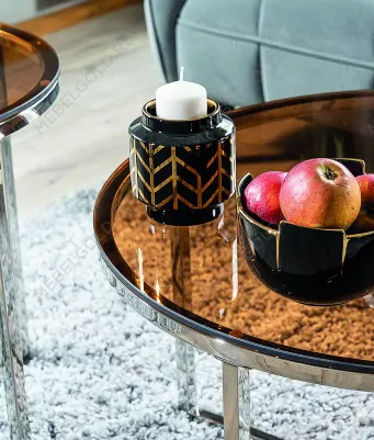 Стол журнальный Signal CRYSTAL B (дымчатый янтарь/серебряный) | изображение 3