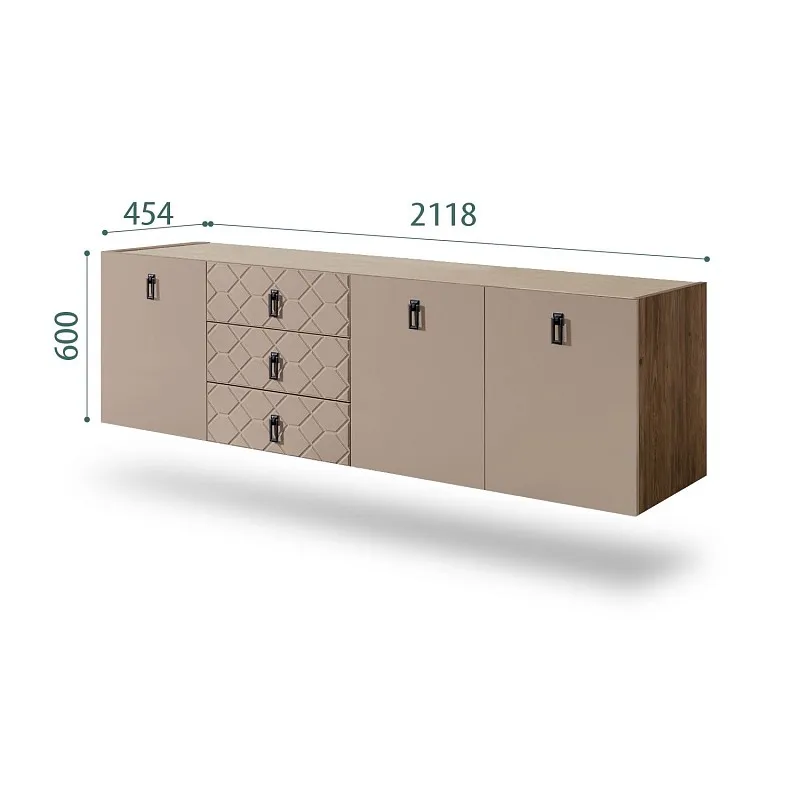 Комод 2.1м Bogemia Woodline Fly Fa (Мокка) (Novabuk/Черный) БМКМ-5
