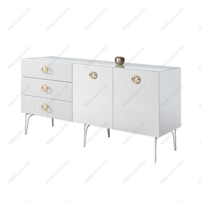 Комод 1.6м Bogemia Fillini (Белый) (Lakobel/Золото) БМКМ-4(Fi)