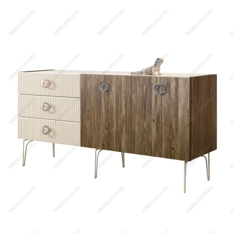 Комод 1.6м Bogemia Woodline Wood Fi (Слоновая кость) (Lakobel/Хром) БМКМ-4