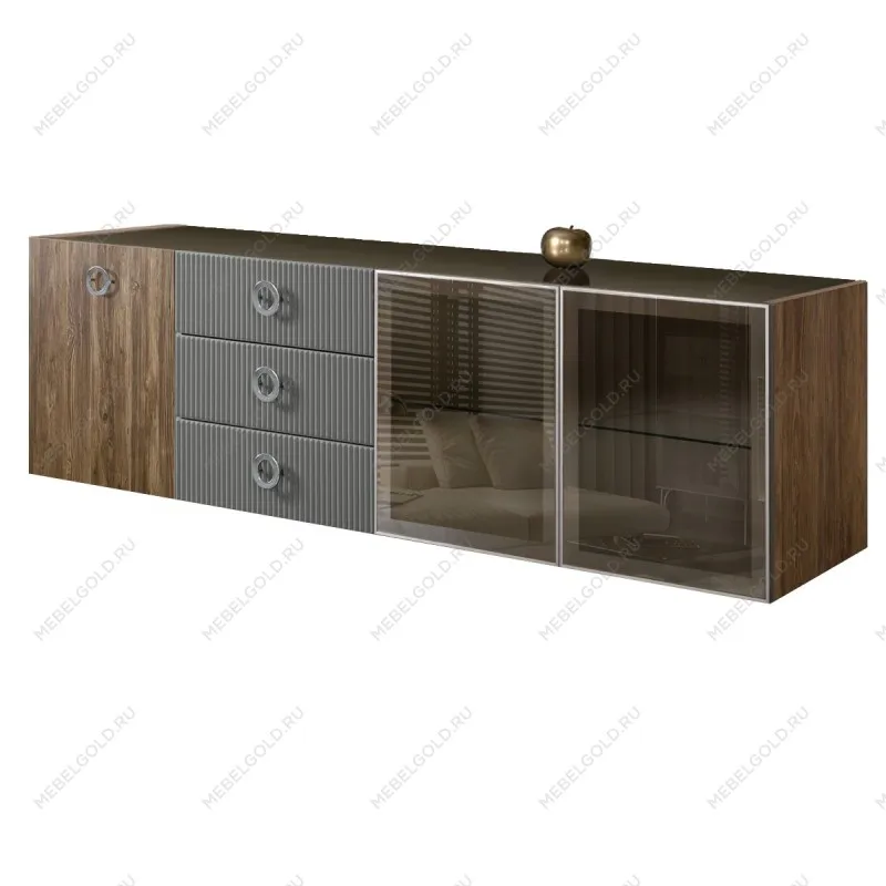 Комод 2.1м Bogemia Woodline Fly Wood Fi (Серый) (Lakobel/Хром) БМКМ-5[5][10]