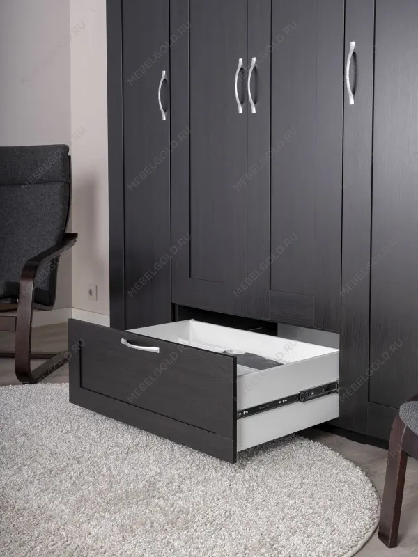 Шкаф Сириус, 4 двери и 1 ящик, 156х59х220 см, черно-коричневый, дуб венге | изображение 6