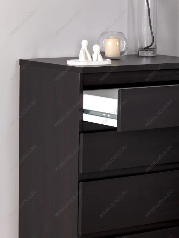 Комод Кастор, 5 ящиков, 65х40х112 см, черно-коричневый, дуб венге | изображение 2