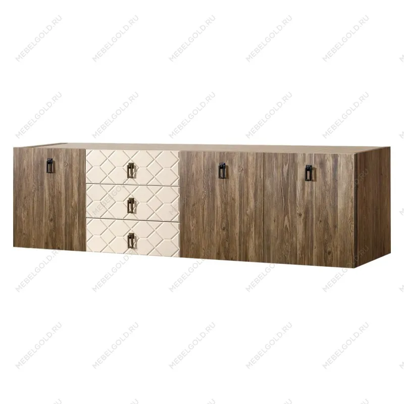 Комод 2.1м Bogemia Woodline Fly Wood Fa (Слоновая кость) (Novabuk/Черный) БМКМ-5