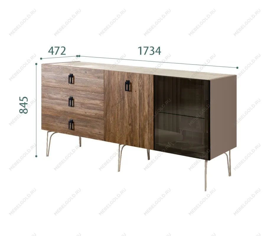 Комод 1.6м Bogemia Wood Fa (Мокка) (Novabuk/Черный) БМКМ-4(Wo)[5][10]