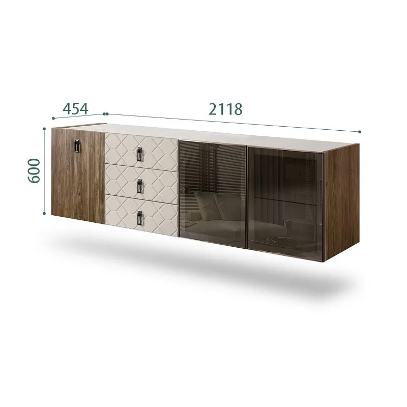 Комод 2.1м Bogemia Woodline Fly Wood Fa (Шелк) (Novabuk/Черный) БМКМ-5[5][10]