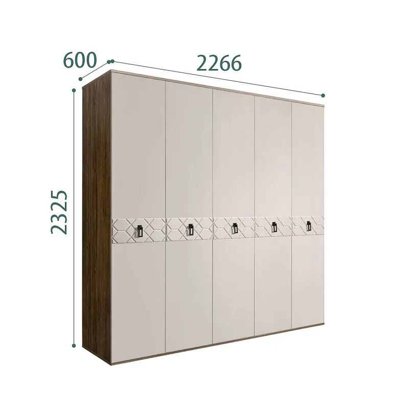Шкаф 5-ти дв. Bogemia Woodline Fa (Шелк/Черный) БМШ2/5(Fa)