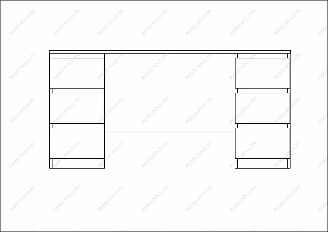 Стол письменный Кастор, 6 ящиков, 151х65х75 см, черный, дуб венге | изображение 16